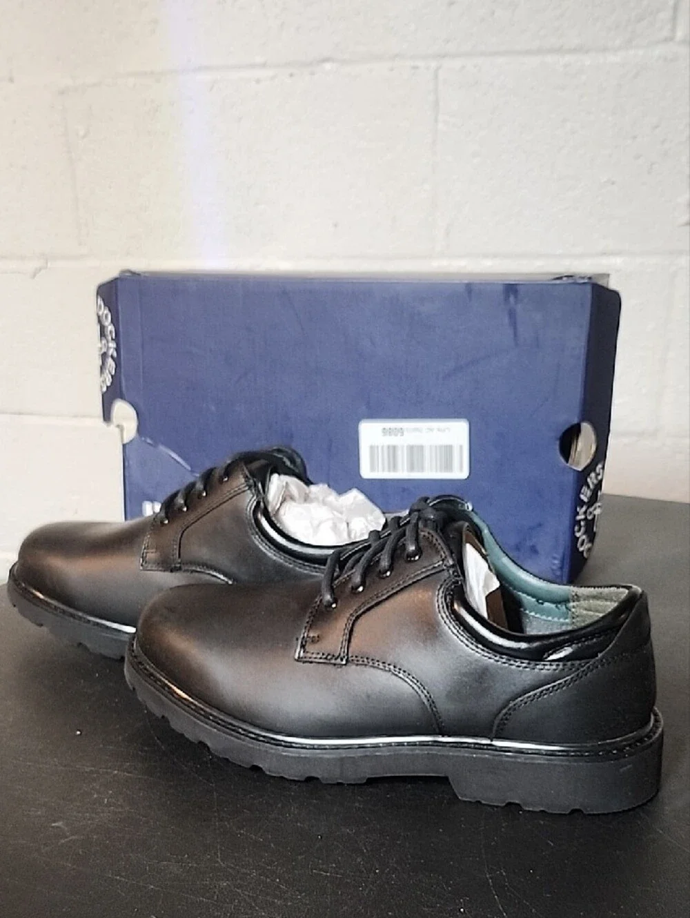 Dockers Shelter Men's Black Leather Derby Work Shoes